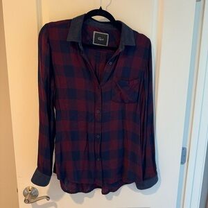 Rails Maroon & Blue Plaid Button Down Shirt | S